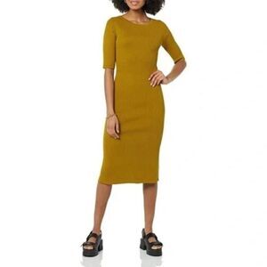 Daily Ritual Dress Ribbed Short Sleeves Midi Length